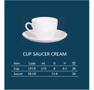 Clay Craft Cup Saucer Cream 13.8cm Ceramic 210ml Pack of 6
