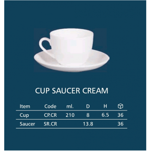 Clay Craft Cup Saucer Cream 13.8cm Ceramic 210ml Pack of 6
