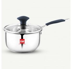 PNB Kitchenmate Saucepan with Glass Lid ISI Virgo SS Induction Bottom 21.5cm 3.4 ltr