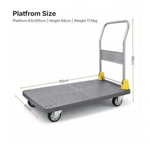 Equal Platform Trolley 600 Kg Portable Foldable 4 Wheel High Density PU System 105x63cm SS