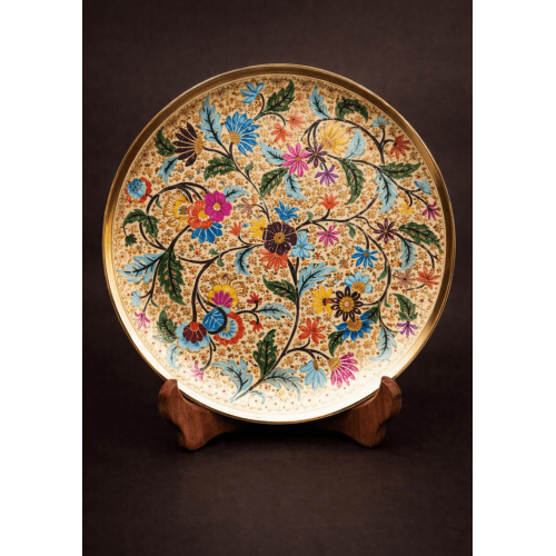 Engraved Plate Curio Brass 9.5 inch 550gm