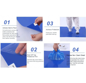 Sky Industrial Sticky Cleaning Mat LDPE Blue Color 24x36 inch Thickness 0.035mm Film 30 Pack of 10
