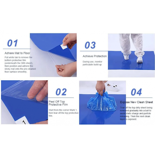 Sky Industrial Sticky Cleaning Mat LDPE Blue Color 24x36 inch Thickness 0.035mm Film 30 Pack of 10