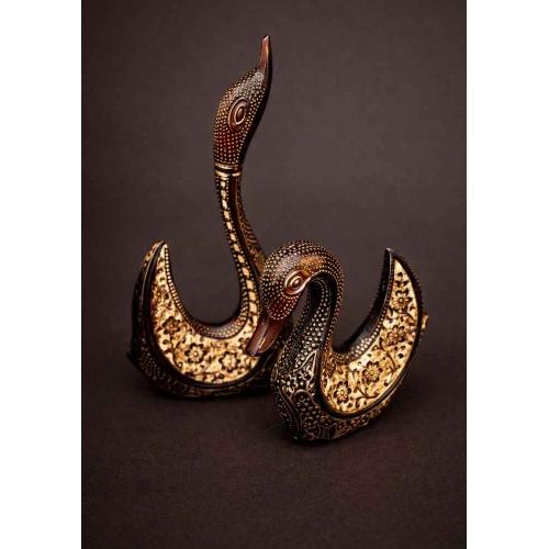 Swan Curio Brass Big Height - 6.5 inch, Length - 4 inch , Small Height - 3.5 inch, Length - 2.5 inch, 550gm Pack of 2