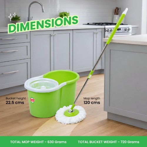 Scotch Brite Twin Bucket Spin Mop With Easy Wring And Rinse System 360 deegre Adjustable Handle, High Absorbency Microfiber For Deep Cleaning