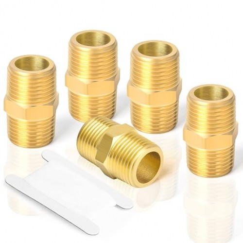 Adapter Hex Nipple Pipe Fitting 1 inch Male to Male Brass