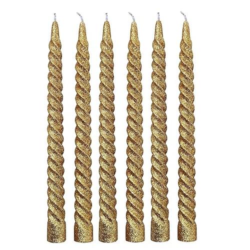 Spiral Candles Wax Gold Smokeless Dripless Scented Burn Time 8 Hour Pack of 6