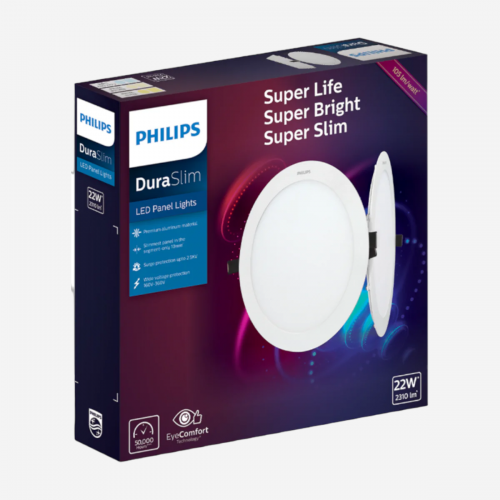 Philips LED Downlight Round Dura Slim 6500K 22W Cool White Cutout 203 mm (8 inch)
