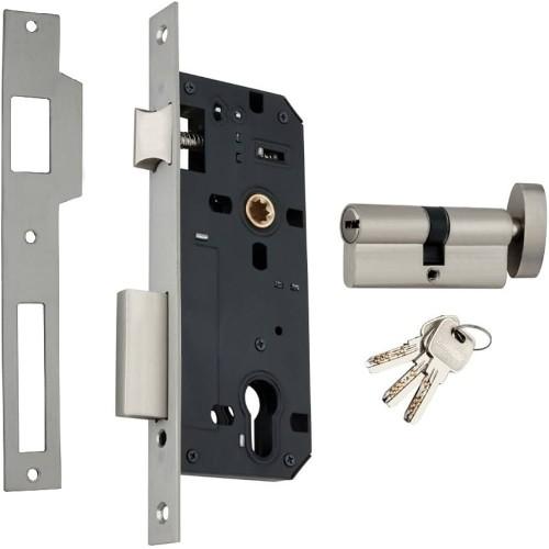 Geze Mortise Sash Lock 55/72 With Fixing Screw With Cylinder 8115301 With Both Side Key