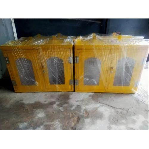 PPE Box FRP Wall Mounted High Visibility Yellow With Lock 600x600x250mm