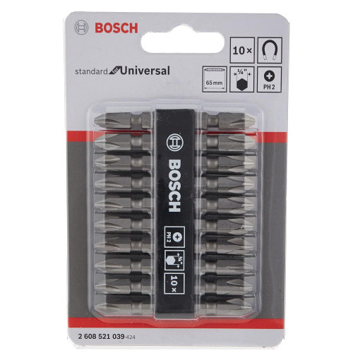 Bosch Screwdriver Bits 2608521039 Phillips PH2 Double Ended 65mm Pack of 10