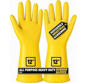 F8WARES Rubber Gloves Heavy Duty For Household, Industrial and Gardening Chemical Resistant, Oil Proof, Stretchable, Waterproof 1 Pair Yellow