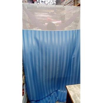 Curtain Polyster With Hooks 15x7 Feet Blue