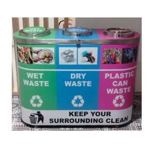Trio Dustbin With Vinyl Sticker Round Capacity 3 Bin X 60 ltr SS304 180 ltr