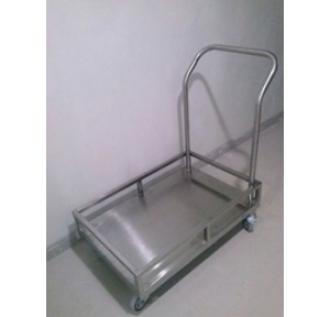 Platform Trolley With 3 Side Support Railing And Wheels Weight Capacity Upto 400kg 4 Side Railing 1.2 mm Sheet SS 304 2x3 ft