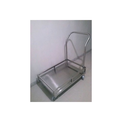Platform Trolley With 3 Side Support Railing And Wheels Weight Capacity Upto 400kg 4 Side Railing 1.2 mm Sheet SS 304 2x3 ft