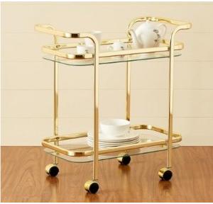 Home Centre Serving Trolley Montoya Mild Steel Gold Tiered Shelf D71xW75xH38cm 9.4kg With Wheels