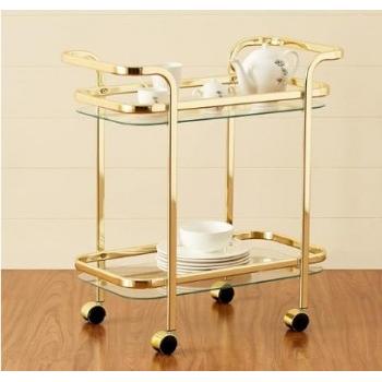Home Centre Serving Trolley Montoya Mild Steel Gold Tiered Shelf D71xW75xH38cm 9.4kg With Wheels