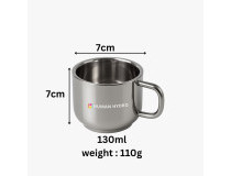 Human Hydro Tea Cup Premium Large 7x7cm 110gm Capacity Stainless Steel 130ml
