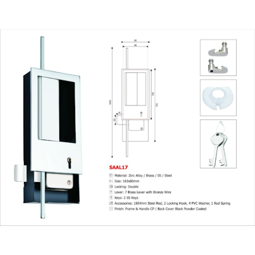 Lock 2 Key Cabinet Flat Steel