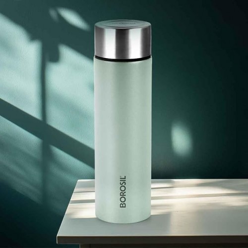 Borosil Water Bottle Hydra Coolsip ISI Certified Single Wall Leak Proof Mint Color 26W x 7.6H cm 1000ml SS