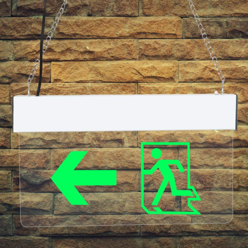 1 Fire Exit Signage  Left Side LED Double Sided Acrylic 12x6 inch 8mm