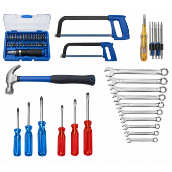 Taparia Tool Bag TB 26 Water Resistant Heavy Duty Polyester 26 Inch With Combination of Tools Screw Drivers Slotted (Small, Medium, Large), Philips Type (Small, Medium, Large), Hammer, Screwdriver Set Taparia 840, Hexa (Small And Large) Spanner Set-Metric