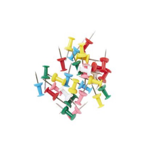Plastic Head Type Dot Push Pin, 50 Pcs
