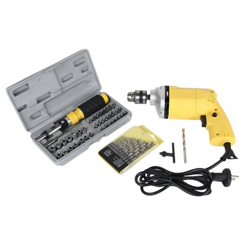 Buildskill BED1100 Electric Drill 10 mm + BMS1100 41 pcs Screwdriver + Bits