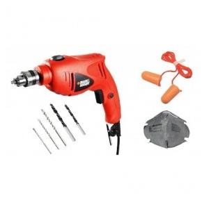 Black & Decker HD5010VA5 Combo Of Hammer Drill Kit With 3M Mask & Ear Plug, 500 W, 2800 rpm