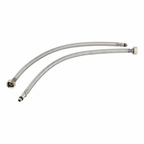 Braded Connection Pipe SS 304 1/2 x 24 Inch (One End Nut, One End Nozzle)