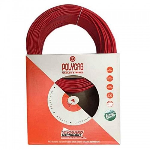 Polycab FR PVC Insulated Industrial Flexible Cable 1 Sqmm 1 Core Red 100 Mtr