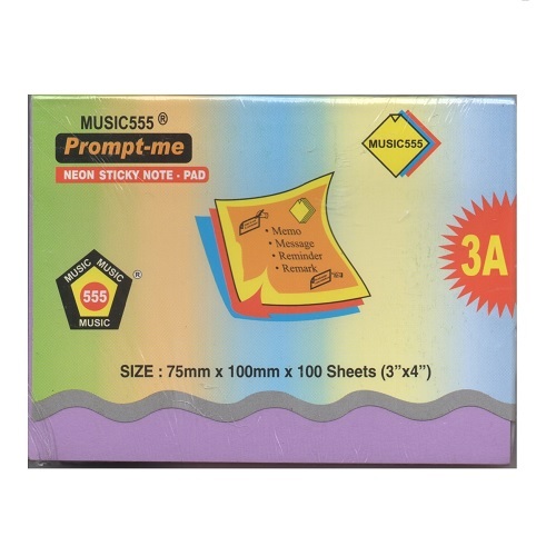 Music555 Sticky Note Pad 3x4 Inch, 100 Sheets
