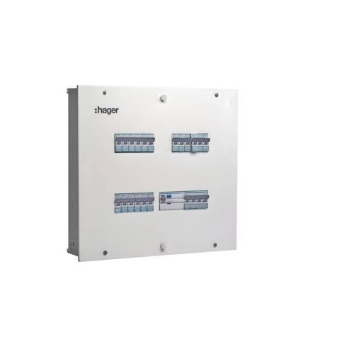 Hager 8+36M 12W TPN IP30 Single Door DB, VYT12CH