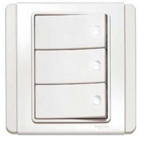 Schneider Neo 10AX 3 Gang 1 Way Switch White With White LED Indicator E3033H1EWWW