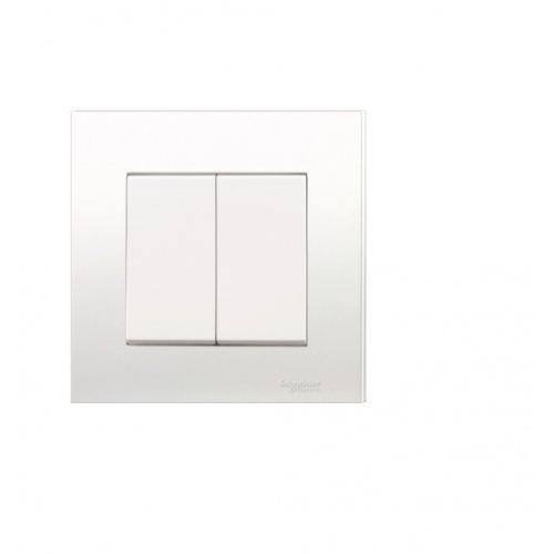 Schneider Neo 10AX 2 Gang 1 Way Switch White With White Fluorescent Indicator E3032V1FWWW