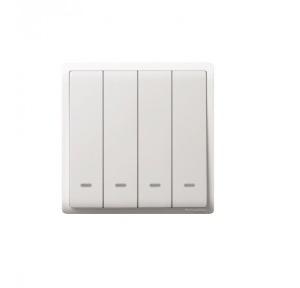 Schneider Neo 10AX 4 Gang 1 Way Switch White With White Fluorescent Indicator E3034H1FWWW