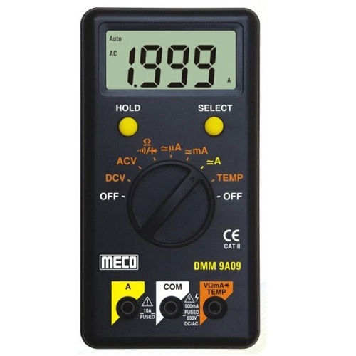 Meco Digital Multimeters Palm Pocket Size, 9A09 (Without Temperature Probe)