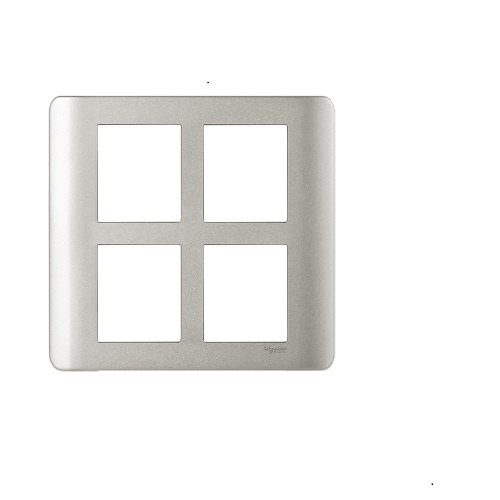 Schneider ZENcelo 8M Grid & 8M Cover Plate-Square Satin Silver IN8408SC(SA)