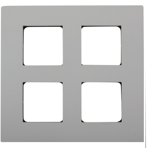 Schneider Opale 8M Grid & 8M Cover Plate-Square Matt Silver AAKX0748
