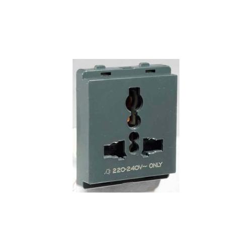 Schneider Livia 13A Multi Pin Socket Outlet with Shutter Pebble Grey P2010_DG