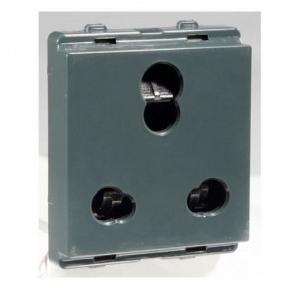 Schneider Livia 10A/16A 3 Pin Socket Outlet with Shutter Pebble Grey P2106_DG