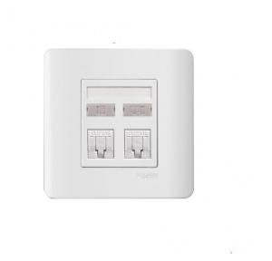 Schneider 2 Gang Telephone + Data Outlet Category 5E on Shuttered Wallplate E8432TDRJS/5-OS