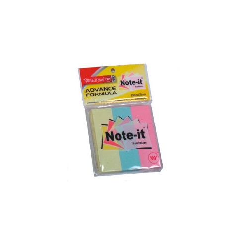 Worldone VVPS006 Note it reminder pad 75 mm x 25 mm ,100 x 3 sheets