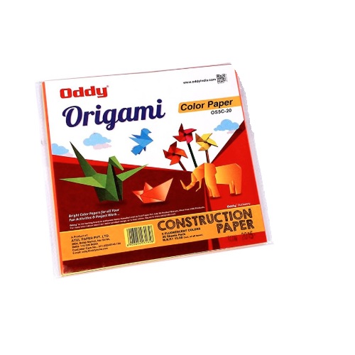 Oddy Origami Sheets, Single Side Fluorescent OS-5C-20 6”x6”,4 Sheets X 5 Color = 20 Sheets