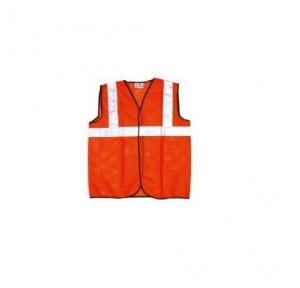 Prima S Size 70 GSM Cloth Type Orange Safety Jacket With 2 Inch Reflector, PSJ-02