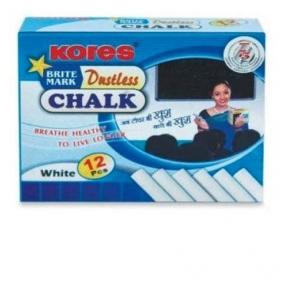 Kores Britemark Dustless White Chalk, Pack of 240 Boxes