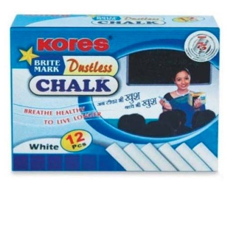 Kores Britemark Dustless White Chalk, Pack of 240 Boxes