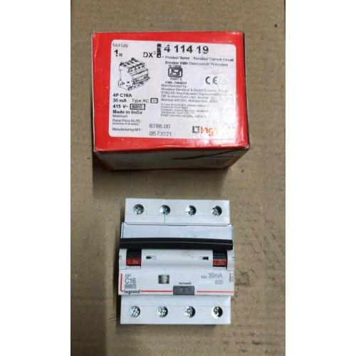 Legrand DX3 4P RCBOs 415 V, Ac Type, 16A, 4114 19