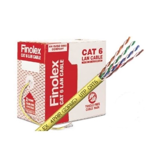 Finolex 0.5x4P UTP CAT 6 Lan Cable, 305 Mtr (Yellow)